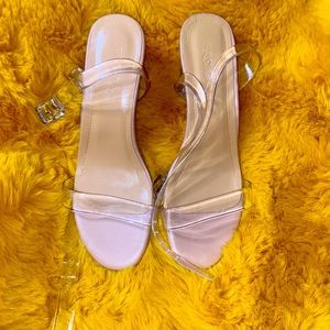 Clear Chunky Heels Sandals Apricot
